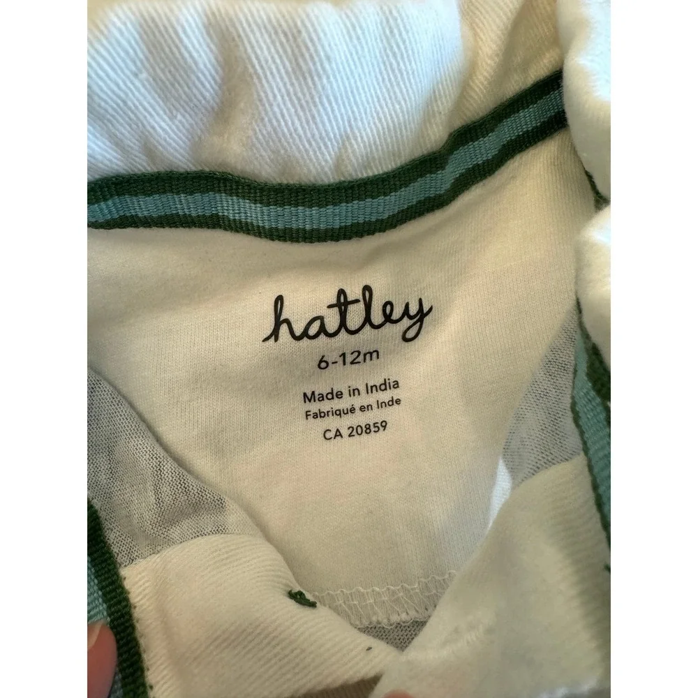 Hatley Polo Shirt stripe‎ with alligator graphic 6-12m